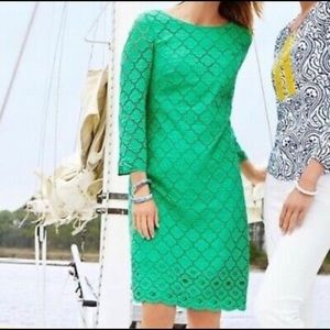 Talbots Green Cutout Floral Dress size 4 Midi